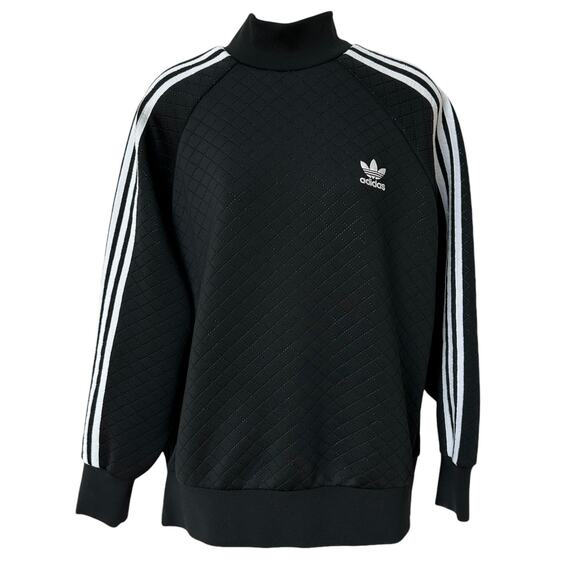adidas Tops - Adidas Pullover Black White Mock Neck Turtleneck Trefoil Logo Women's Size XL